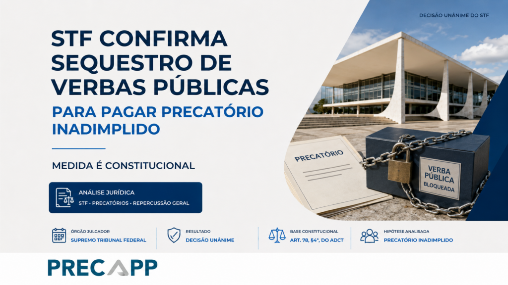 STF CONFIRMA POSSIBILIDADE DE SEQUESTRO PARA PAGAR PRECATÓRIO INADIMPLIDO