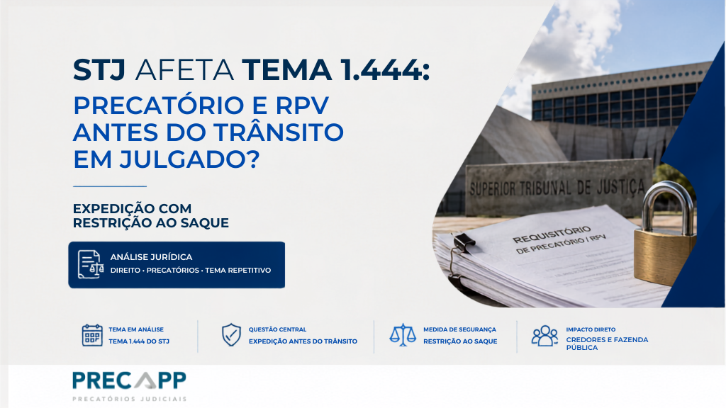STJ afeta Tema 1444 sobre expedição de precatório e RPV antes do trânsito em julgado