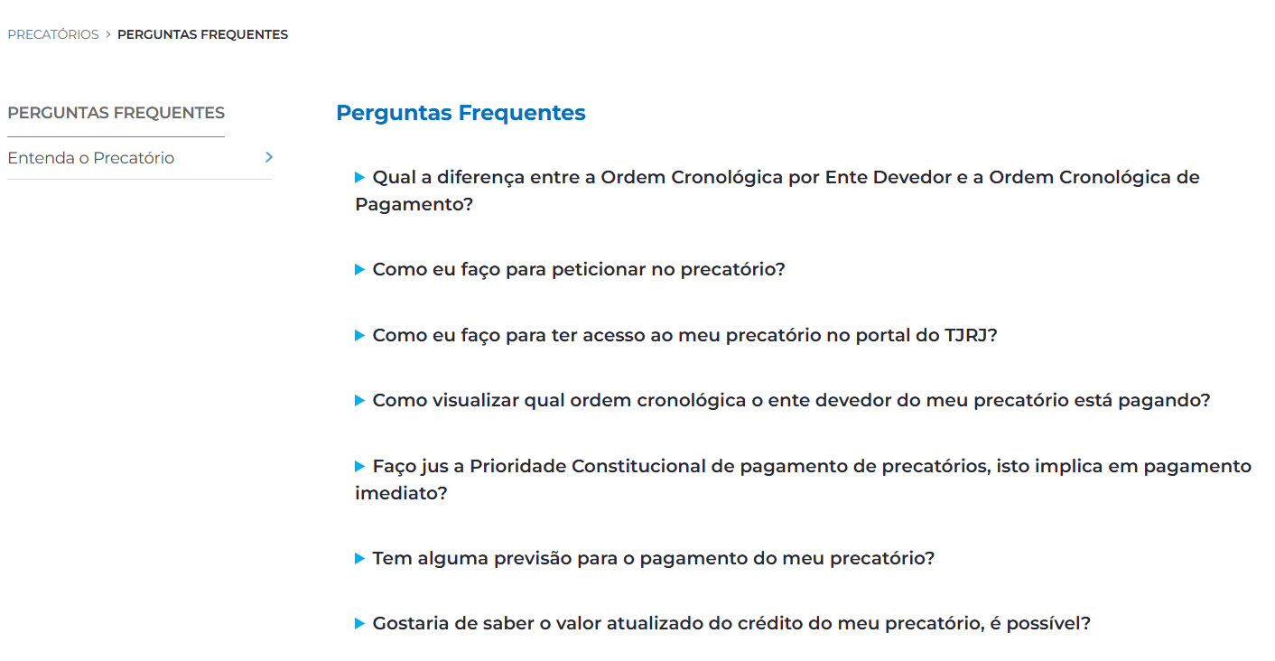 Tela do TJRJ informando que é necessário acesso autenticado para visualizar documentos do precatório