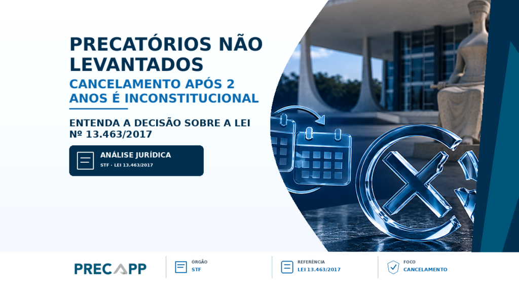 PREVISÃO DE CANCELAMENTO DE PRECATÓRIOS FEDERAIS NÃO LEVANTADOS HÁ MAIS DE 2 ANOS É DECLARADA INCONSTITUCIONAL – LEI 13.463/2017