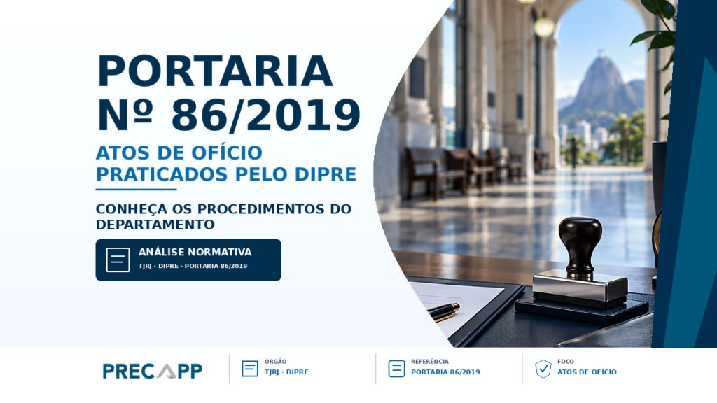 SAIBA QUAIS SÃO OS ATOS QUE PODEM SER PRATICADOS DE OFÍCIO PELO DIPRE – PORTARIA 86/2019