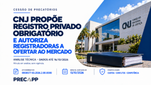Minuta do CNJ propõe registro privado obrigatório e autoriza registradoras a oferecer precatórios ao mercado