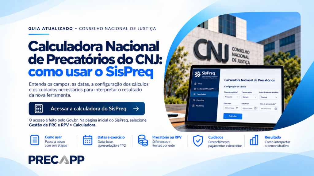Calculadora Nacional de Precatórios do CNJ: como usar o SisPreq
