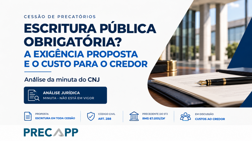 Escritura pública obrigatória em toda cessão de precatório: a exigência que a lei não fez e o credor vai pagar